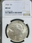 1923 Silver Peace Dollar $1 - NGC MS62 - Philadelphia