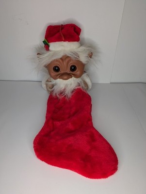Troll Christmas Stocking Smithy Tag 28  Long Plush Holiday Norfin 1970s Vintage