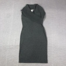Kenneth Cole Sweater Dress Womens Medium Gray Cowl Neck Pullover Knit Sleeveless