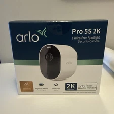 Arlo Pro 5S 2K Indoor/Outdoor Wire Free Spotlight Security Camera - White...