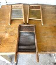  3 Vintage Dubl Handi Washboard Co Columbus Ohio 1 w/Gold-Colored Metal 18"