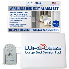 Secure Wireless Bed Exit Alarm Set Elderly Patient Fall  Wandering Prevention