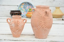 Terracotta Jar Vase Rustic Clay Pot Ceramic Four Handles Home Decor