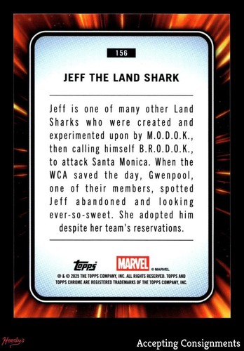 2025 Topps Chrome Marvel Blue and Green Shimmer #156 Jeff The Land Shark 152/199 - Picture 2 of 2