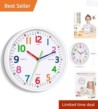 Charming 8-Inch Colorful Silent Wall Clock for Kids - Ideal Learning Tool