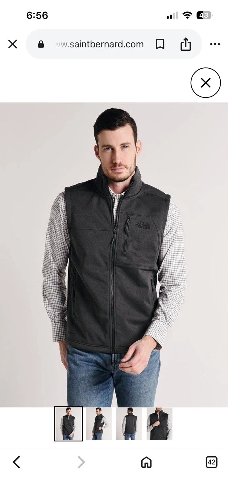 The Northface Men’s Apex Riser Vest Grey Size Medium