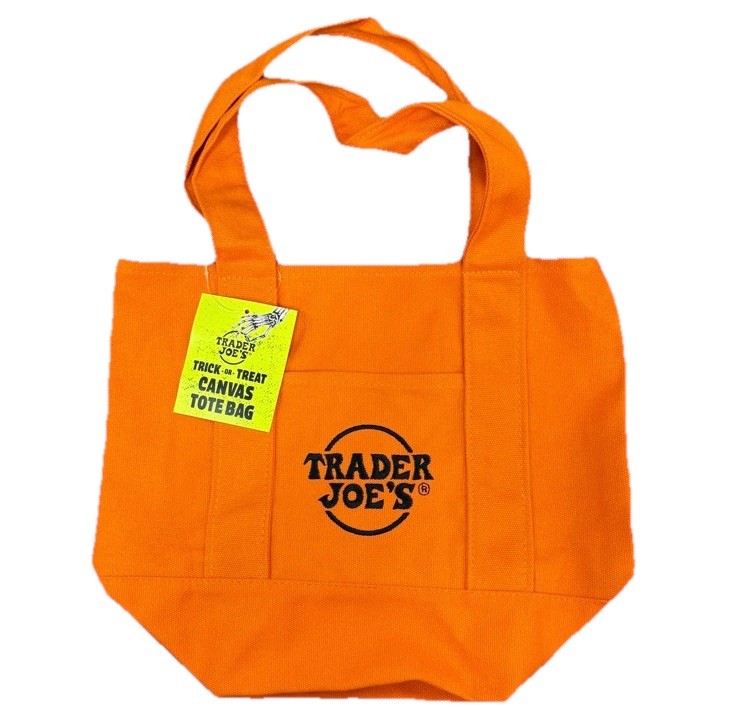 Trader Joe's Mini Tote Set Of 2-Black & Orange Reusable Canvas