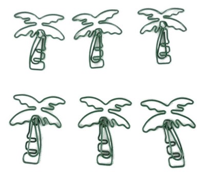 100 Count Green Palm Tree Paper Clips, Cute Shaped Paper Clips