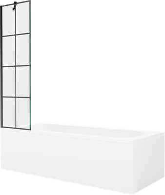 Mexen Vega Badewanne 160x70cm, Schwarz Design, inkl. Duschabtrennung