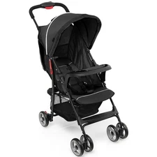 Foldable Baby Stroller Lightweight Kids Travel Pushchair w/ Safety System Black