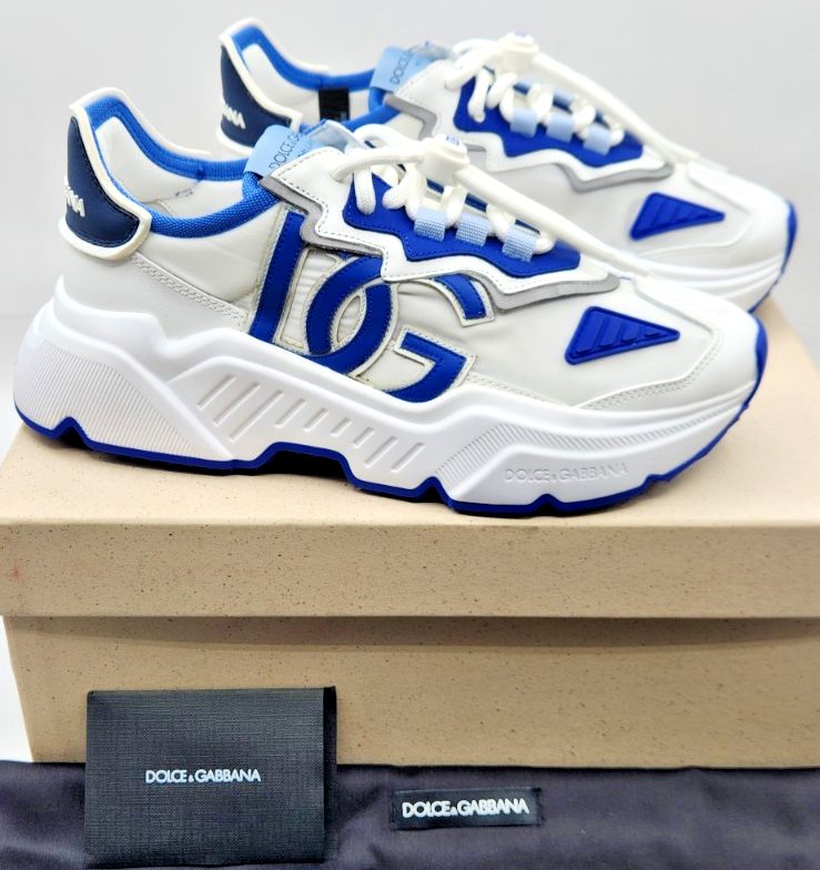 DOLCE&GABBANAGABBANA未使用に近い Dolce Gabbana Daymaster Women's White/Blue DG Logo Sneakers EU39.5