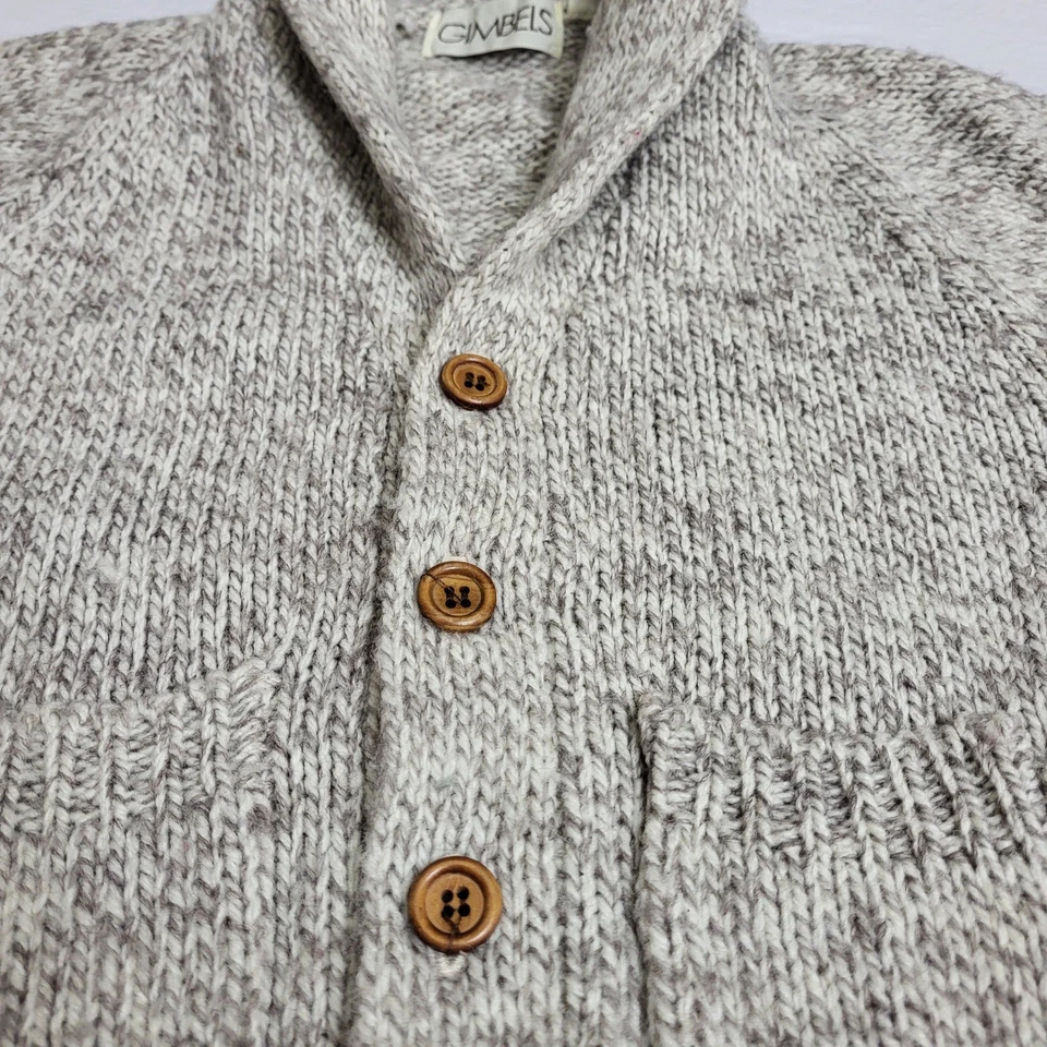 Cárdigan Suéter Avena Acogedor Cabincore De Colección Gimbels Niños 6 Chal Cuello Abuelo Foto 3 de 4