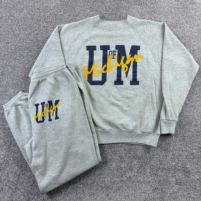 Vintage Michigan Sweatsuit Mens XL Gray Sweatshirt Sweatpants Set U of M