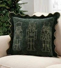 Christmas My Texas House 18" x 18" Green Nutcracker Chenille Holiday Decorative