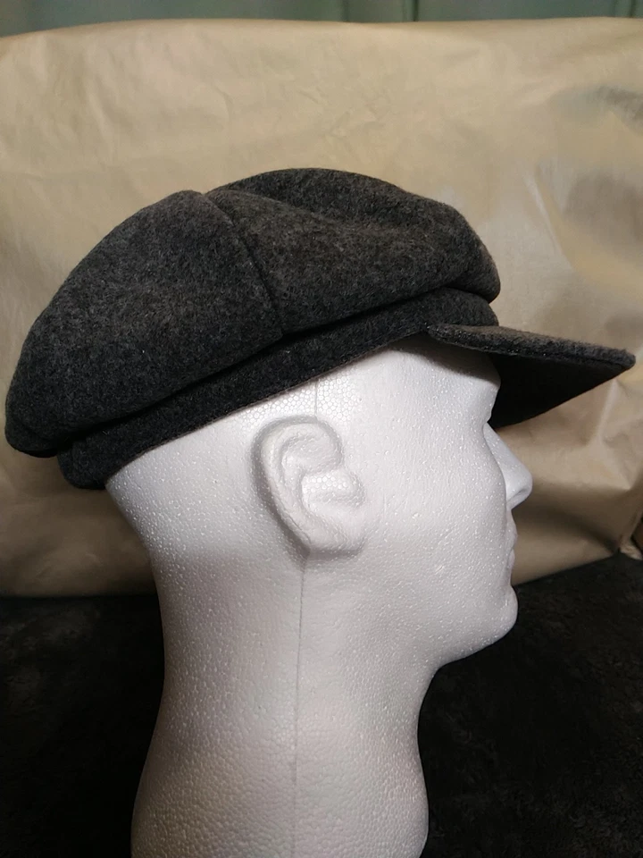 Gorra de noticiero de algodón/lana 8 canales gorra plana talla única gris oscuro Foto 2 de 3