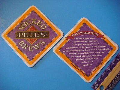 1996 BEER Brewery COASTER ~**~ Pete's Brewing Co Wicked Ale ~*~ Luncheon History