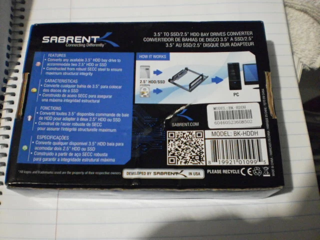 BK-HDDH 3.5" to SSD/2.5" HDD drives converter SABRENT New - Image 2 of 4
