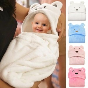 Newborn-Infant-Baby-Soft-Flannel-Hooded-Blanket-Bath-Towel-Kids-Animal-Bathrobe