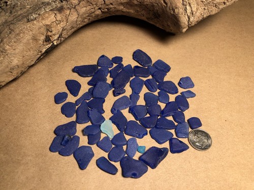 Genuine Atlantic Ocean Sea Glass 50 Blue Pieces #86 HTF - Picture 3 of 3