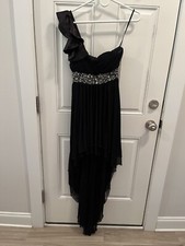 Black One Shoulder High Low Formal Dress S