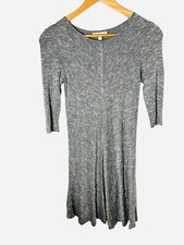 Love Fire Heather Gray Fit and Flare Stretch Sweater Dress Sz Small S 3/4 Sleeve
