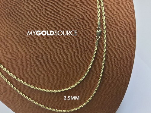 14k Solid Gold Rope Chain Diamond Cut Necklace 1.5MM 2.0MM 2.5MM 3.0MM - Picture 10 of 27