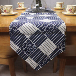 Cotton-Linen-Classic-Japanese-Pattern-Table-Runner-Plaid-Fish-Scale-Sea-Wave