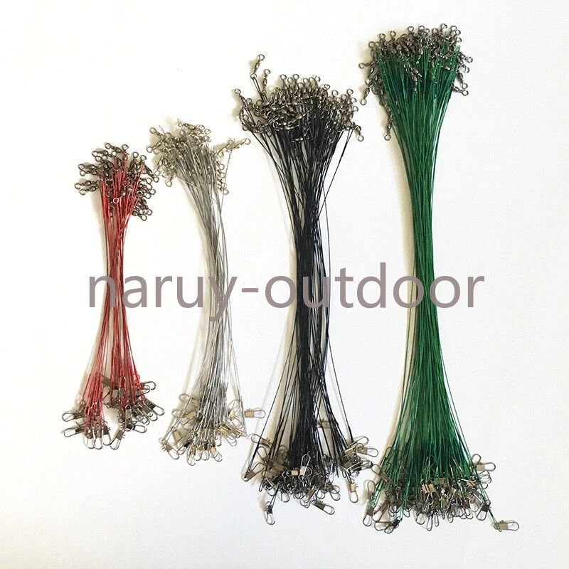 Líderes de línea de pesca 100 piezas de alambre de acero inoxidable con giro a presión de 10-30 cm Foto 3 de 4