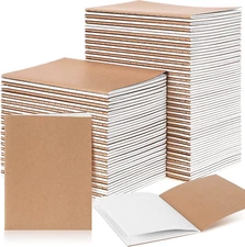 Handepo 150 Pack A6 Kraft Paper Notebooks Blank Page Mini Notebooks Bulk Sewn Tr