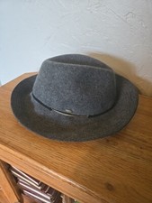 Scala Gray Wool Fedora Tear Dropped Hat One Size VTG