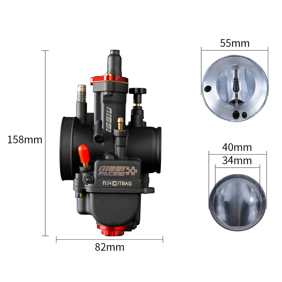 Carburador de corrida NIBBI PWK 34mm com jatos de carboidratos 250-300cc para Honda Yamaha Suzuki - Imagem 2 de 4