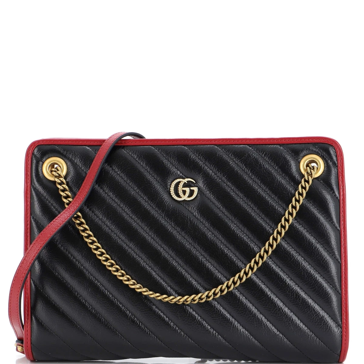Gucci GG Marmont Accordion Shoulder Bag Diagonal Quilted Leather