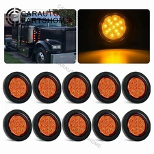 13 LED Light Amber 2.5" Round Truck Trailer Side Marker Clearance Grommet 12V