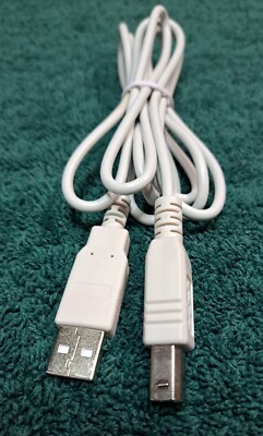 NEW- USB Cable, USB Type A Plug, USB Type B Plug, 1.8 m, 6 ft, USB 2.0,White