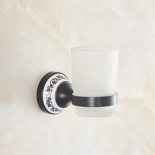 Oil Rubbed Brass Toothbrush Holder Glass Cup Wall Mounted Bathroom Accessory