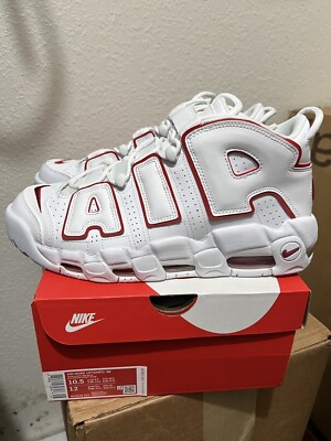 Size 10.5 Nike Air More Uptempo White Varsity Red Outline (2018