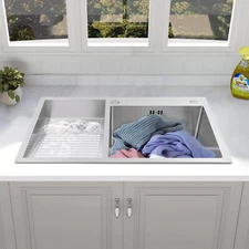 80x48cm Big Single Bowl Kitchen Sink Undermount Brushed Stainless Steel Sink USA