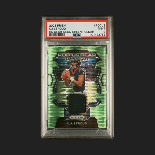 2023 Panini Prizm Rookie Gear #RGCJS CJ Stroud Rk Gear-Neon Green Pulsar PSA 9