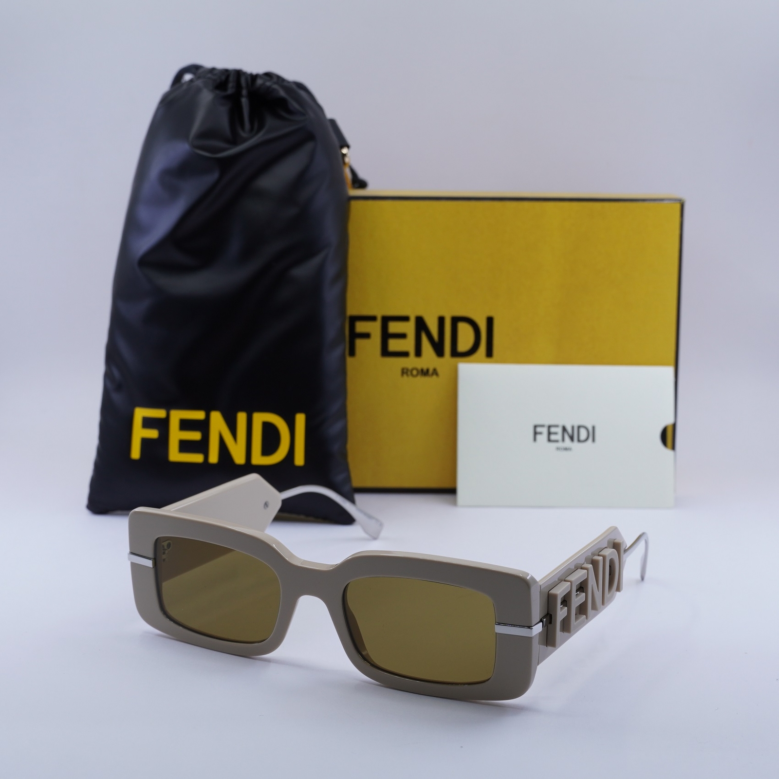 Fendi FE40133I 57E Shiny Brown/Brown 51-20-140 Sunglasses New Authentic