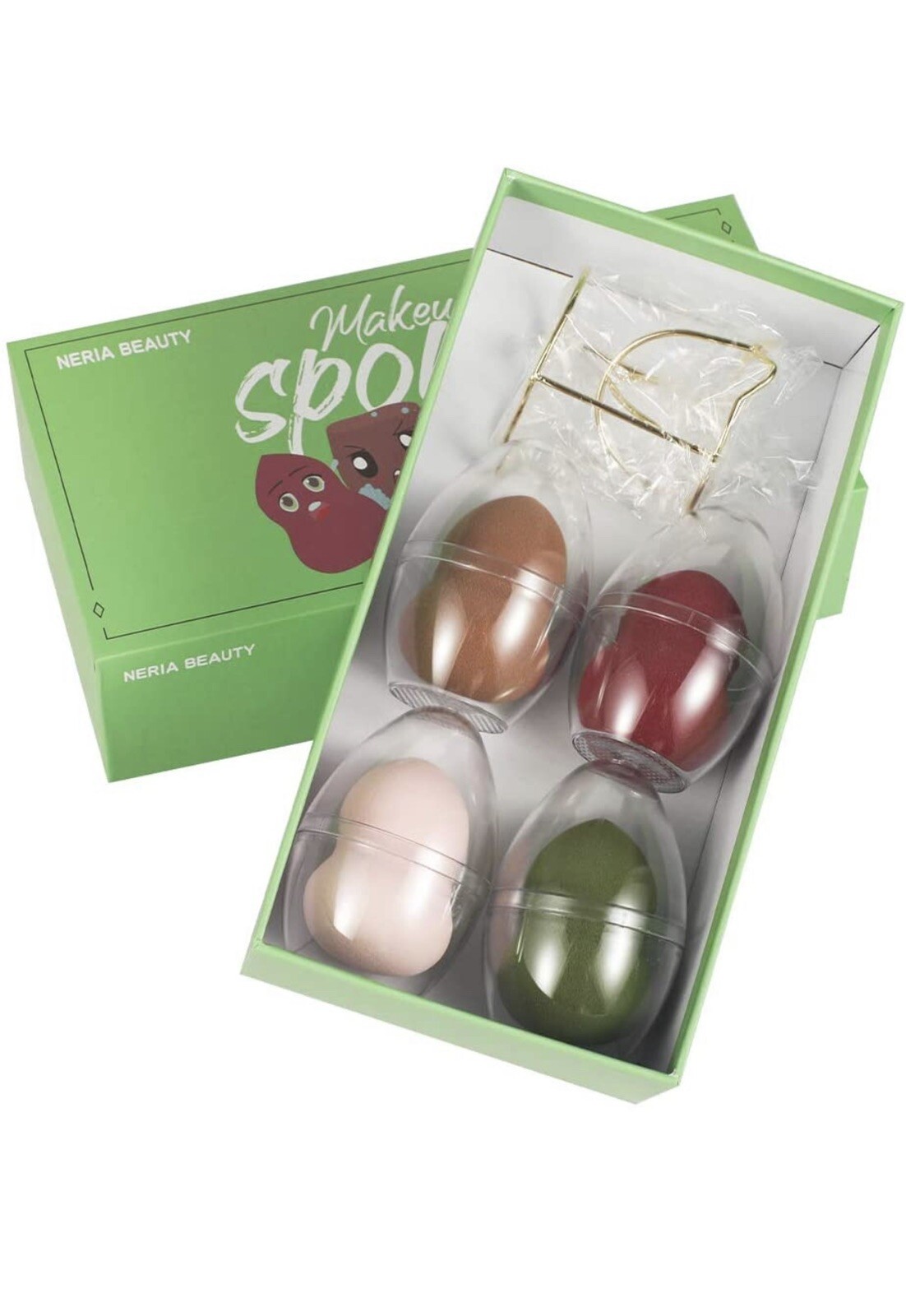 Neria Beauty 4-Piece Makeup Sponge Set with Holder – Soft Blenders-image