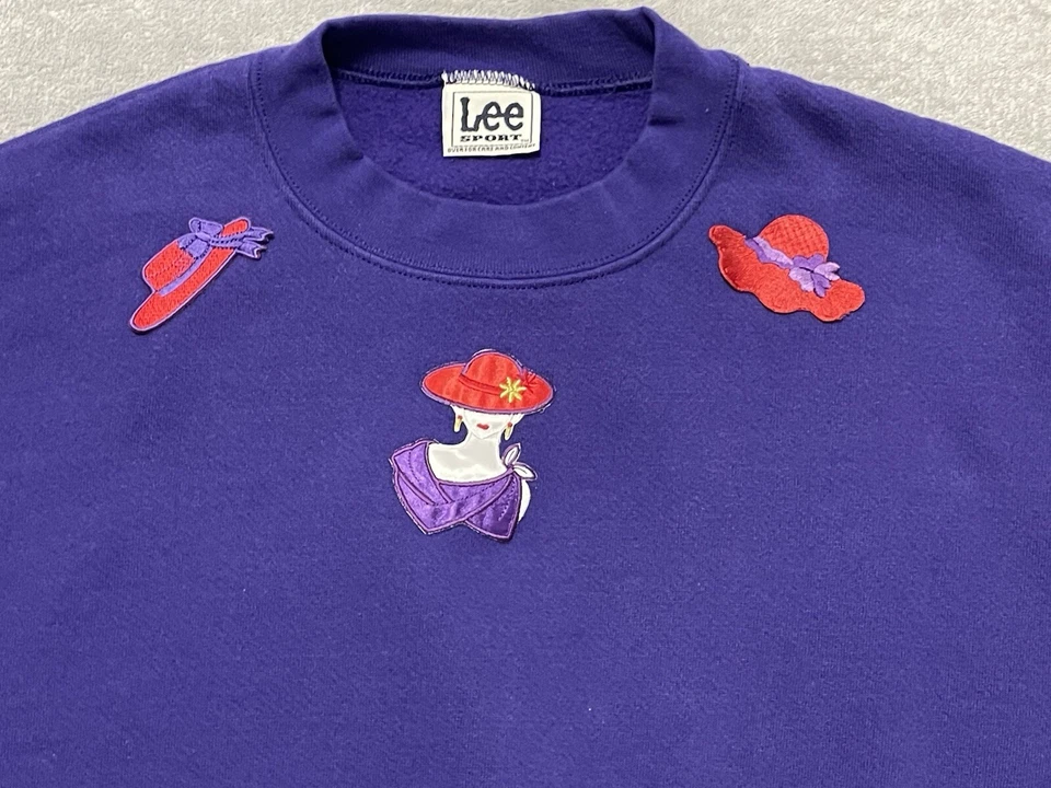 Suéter Vintage Ms. Lee Red Hat Society Cuello Redondo Mujer Talla XL Púrpura Foto 3 de 4