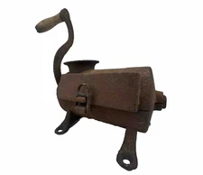Antique Cast Iron Tobacco Shredder Grinder Chopper/Wood Hand Crank 1800’s
