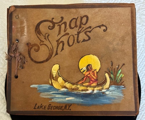 VINTAGE 1940'S HANDPAINTED LAKE GEORGE, NY SNAP SHOTS SCRAPBOOK - Picture 3 of 12