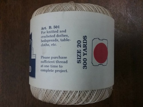 VINTAGE BUT NEW 100% Cotton size 20 ECRU Knit & Crochet thread 300 yards ball - Picture 2 of 3