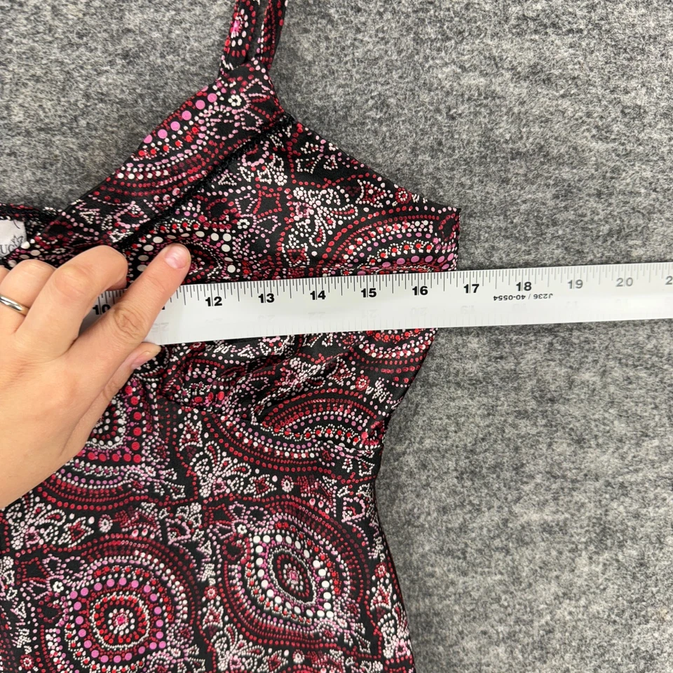 Moda Bug Top Mujer M Mediano Negro Geométrico Cuello en V Sin Mangas Correa de Espagueti Foto 3 de 4