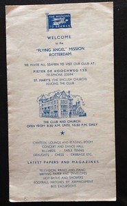 ca '60s FLYING ANGEL SEAMEN'S MISSION & CHURCH w. MAP of ROTTERDAM (Netherlands)