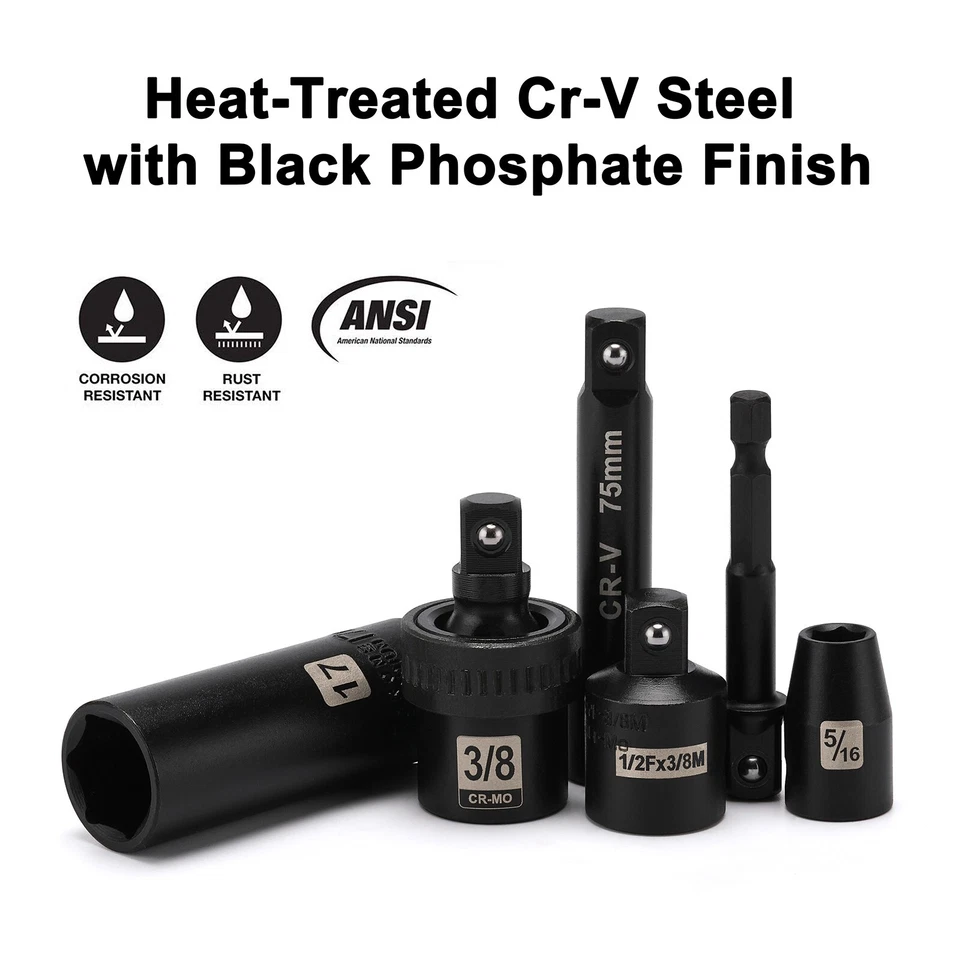 Juego de 49 enchufes de impacto de accionamiento de 3/8" SAE estándar de 6 puntos y enchufes métricos Foto 3 de 4