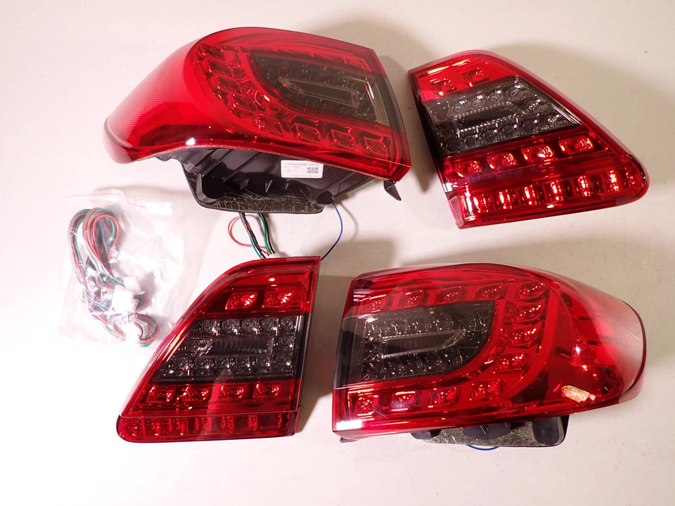 LED Taillights For 2011 2012 2013 Toyota Corolla Red w Smoked Lens Pair - Image 2 of 4