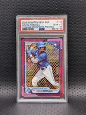 2024 Bowman Chrome Mega Box Arjun Nimmala 1st RC PINK MOJO REFRACTOR /299 PSA 10