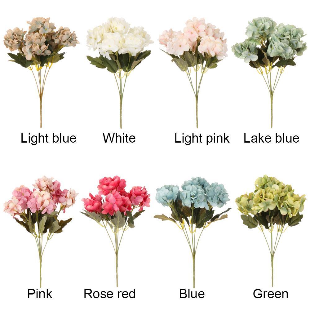 DIY Crafts Silk Hydrangea Fake Bouquet Artificial Flower Desktop Decor